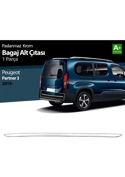 S-Dizayn Peugeot Partner 3 Krom Bagaj Alt Çıtası 2019 Üzeri