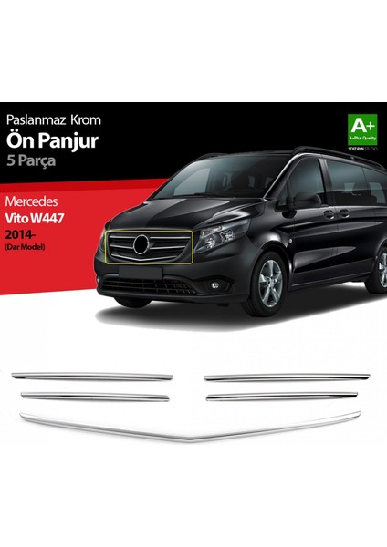 S-Dizayn Mercedes Vito W447 Krom Ön Panjur Dar Model 5 Prç. 2014-