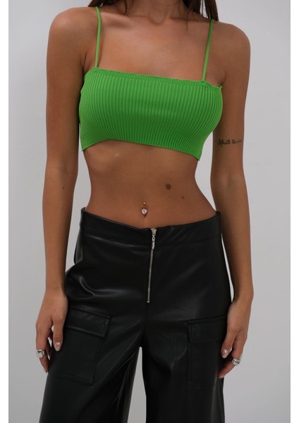 Ince Askılı Crop Top