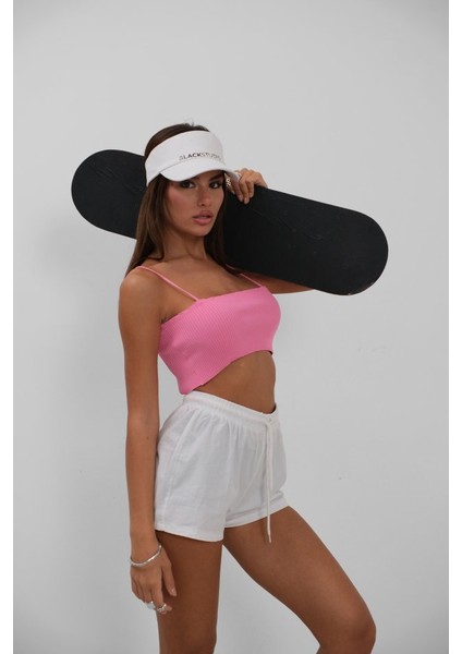 Ince Askılı Crop Top