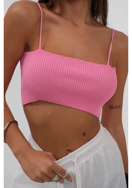 Ince Askılı Crop Top