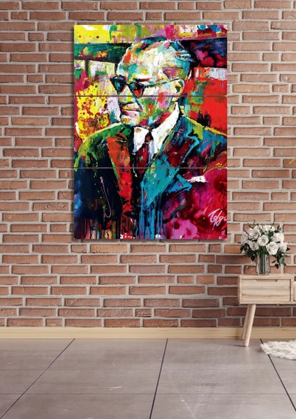 3 Parça Yağlı Boya Görünümlü Atatürk Duvar Dekoru Salon Oturma Yatak Odası Ofis Antre Için Tablo
