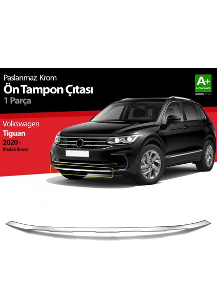 S-Dizayn Vw Tiguan Krom Ön Tampon Çıtası 2020-2024 (Parlak Krom)