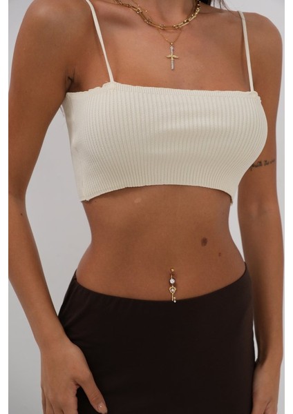 Ince Askılı Crop Top