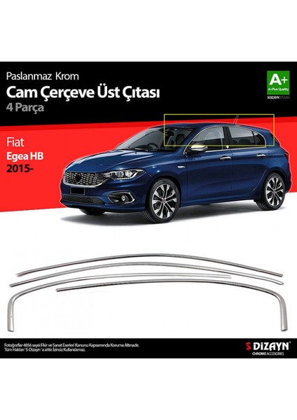 Fiat Egea Cross Krom Cam Üst Çıtası 4 Prç. 2020 Üzeri