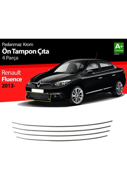 S-Dizayn Renault Fluence Krom Ön Tampon Çıtası 4 Prç. 2013-2016 M