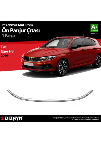 S-Dizayn Fiat Egea Hb Krom Ön Panjur Çıtası 2020 Üzeri Mat Krom A