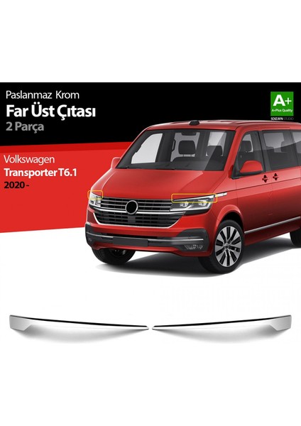 S-Dizayn Vw Transporter T6.1 Krom Far Üst Çıtası 2 Prç. 2020 Üzer