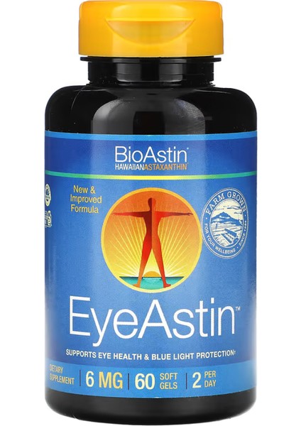 Eyeastin, Hawaiian Astaxanthin, 6 Mg, 60 Softgels (3 Mg Per Soft Gel)