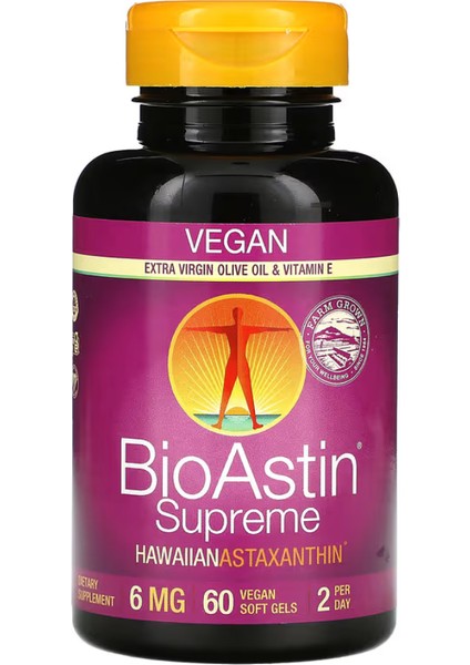 Supreme, Hawaiian Astaxanthin, 6 mg, 60 Vegan Soft Gels