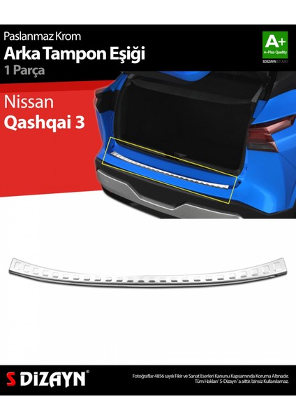 S-Dizayn Nissan Qashqai 3 Krom Arka Tampon Eşiği 2021 Üzeri