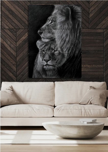 3 Parça Aslan Leopar Duvar Dekoru Salon Oturma Yatak Odası Ofis Antre Için Tablo Seti