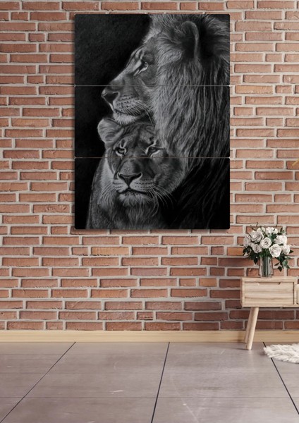 3 Parça Aslan Leopar Duvar Dekoru Salon Oturma Yatak Odası Ofis Antre Için Tablo Seti