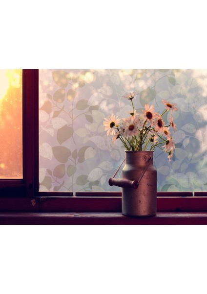 189-0018 Premium Yaprak Desenli Statik Cam Folyo ( 45 cm x 1 mt )