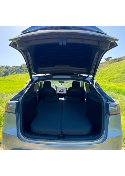 Tesla Model Y Uyumlu Visco Kamp Yatağı – Katlanabilir, 7 cm Kalınlık, Ortopedik Yastıklı, Taşıma Çantalı