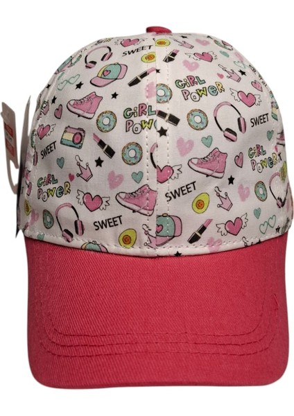 Kitti 4-8 Yaş Kız Çocuk Beyaz Renk Desenli Yazlık Şapka fırsatları