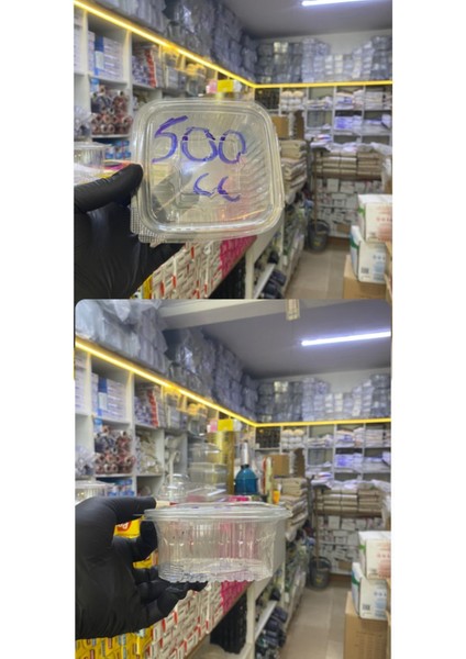 Yüksek Kalite Plastik Sızdırmaz Kap 500 gr Kullan At Tek Kullanımlık Plastik Kapaklı Kase 50 Adet
