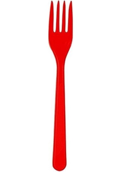 25 Ad Plastik Kırmızı Çatal 18 cm Kullan At Doğum Günü Parti Ucuz