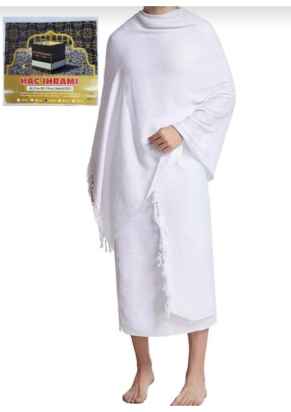 Hac - Umre Kıyafeti / Pamuklu Jakarlı Havlu Ihram Seti 2 Parça
