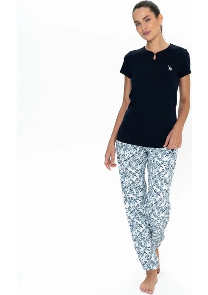 U.s. Polo Assn. Kadın Lacivert %100 Pamuk Bisiklet Yaka Pijama Takımı - ARASS20W05W4W