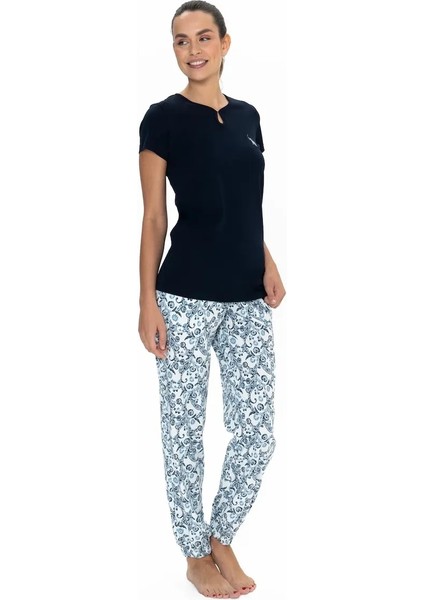 U.s. Polo Assn. Kadın Lacivert %100 Pamuk Bisiklet Yaka Pijama Takımı - ARASS20W05W4W