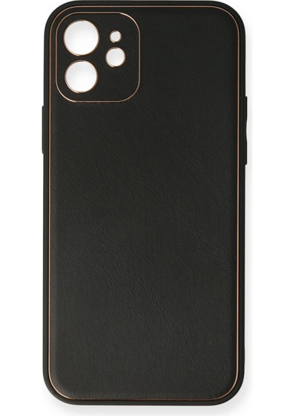 Iphone 12 Mini Kılıf Coco Deri Silikon Kapak - Siyah Yktsn