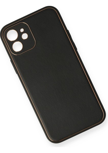 Iphone 12 Mini Kılıf Coco Deri Silikon Kapak - Siyah Yktsn