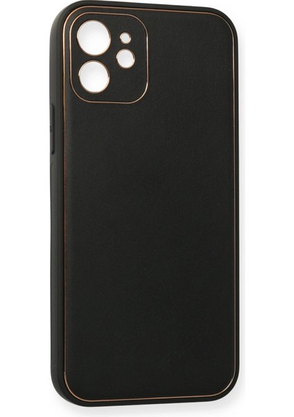 Iphone 12 Mini Kılıf Coco Deri Silikon Kapak - Siyah Yktsn