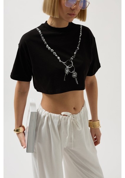 Baskılı Crop T-Shirt