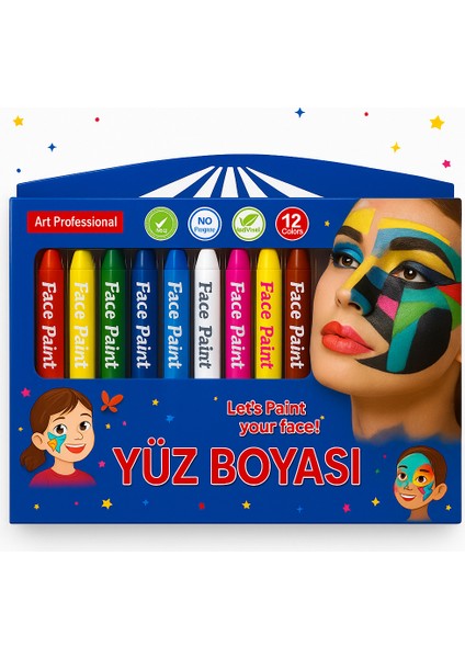 Yüz Boyama Kalemi 12 Li