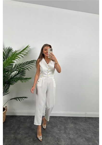 Çıtçıtlı Yelek Pantolon Takım