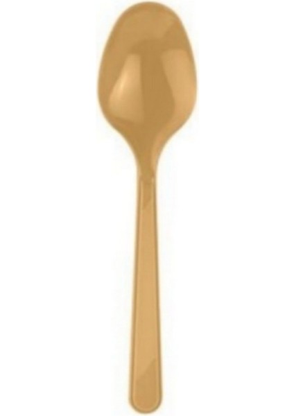 Plastik Kaşık Kullan At 25 Adet (1 Paket) Renk Gold