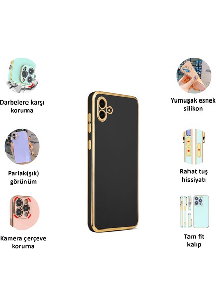 Samsung Galaxy A04 Kılıf Kenar Detaylı Yumuşak Parlak Silikon