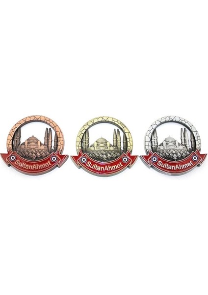 Istanbul Temalı Metal Magnet Sultanahmet Yuvarlak Tasarımlı