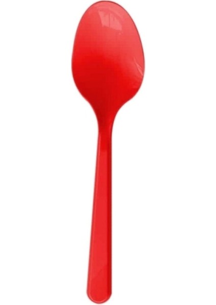 Renk Kırmızı Plastik Sup Kaşık Kullan At 25 Adet (1 Paket)