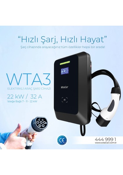Wta 22KW Elektrikli Araç Şarj Cihazı Ev Wallbox Type 2