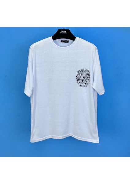 Tmb Labirent Oversize Tişört Beyaz