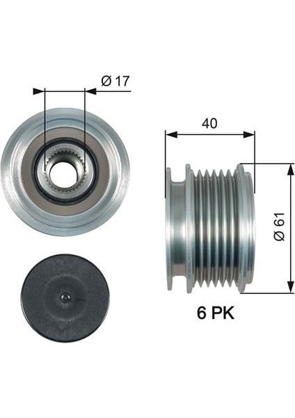 Alternatör Kasnağı Rulmanlı Passat-Golf Iıı-Iv 1.9tdı-Caddy Iıı 1.7sdı-1.9tdı-Cordoba 1.9d 022903119A-021903119G-022903119C
