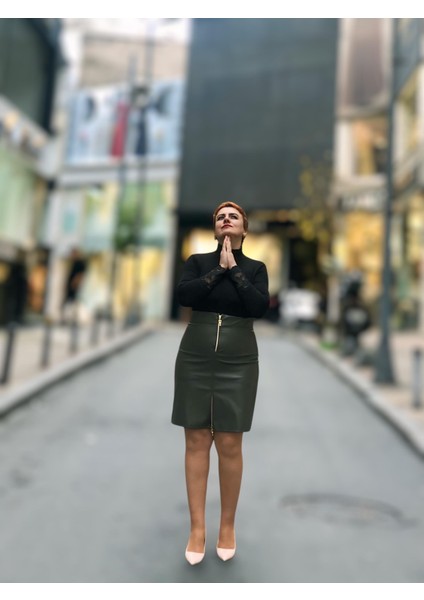 Fermuarlı Deri Mini Etek modelleri