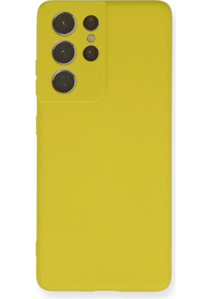 Samsung Galaxy S21 Ultra Kılıf Nano Içi Kadife Silikon - Sarı Yktsn