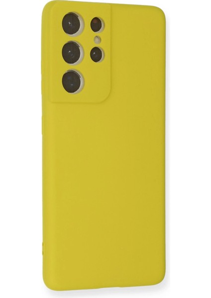 Samsung Galaxy S21 Ultra Kılıf Nano Içi Kadife Silikon - Sarı Yktsn