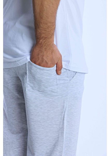 Düz Baggy Eşofman Açık Gri