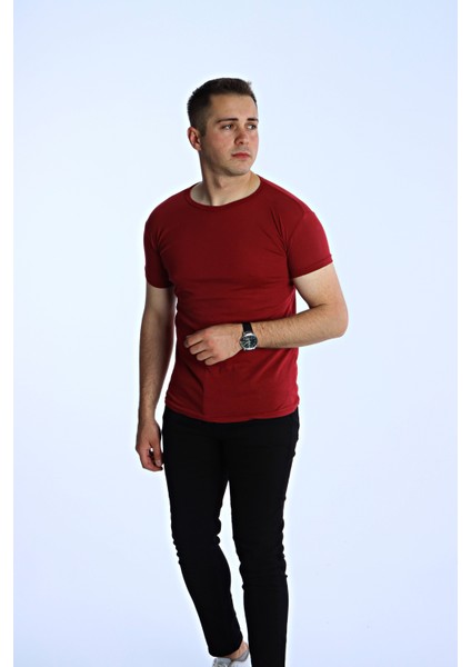 Eko Slimfit Basic Tişört Bordo fırsatları