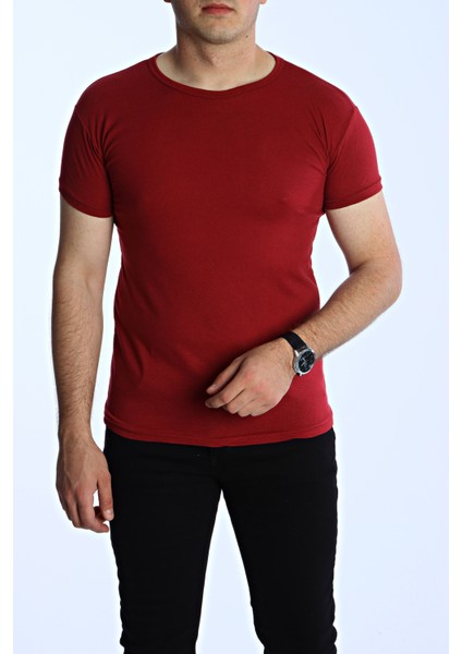 Eko Slimfit Basic Tişört Bordo indirimleri