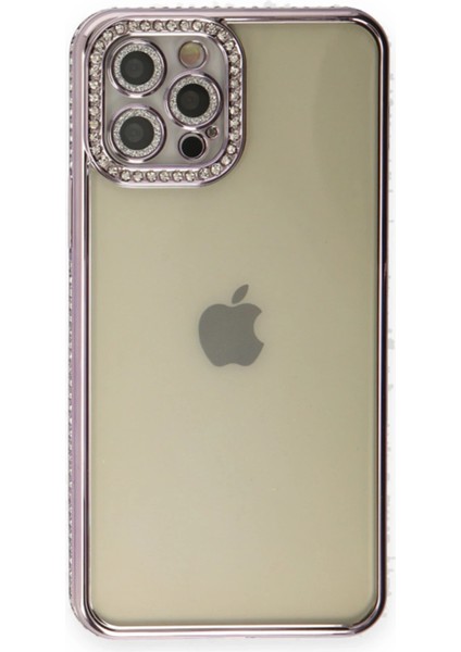Iphone 12 Pro Kılıf Joke Taşlı Silikon - Mor Yktsn