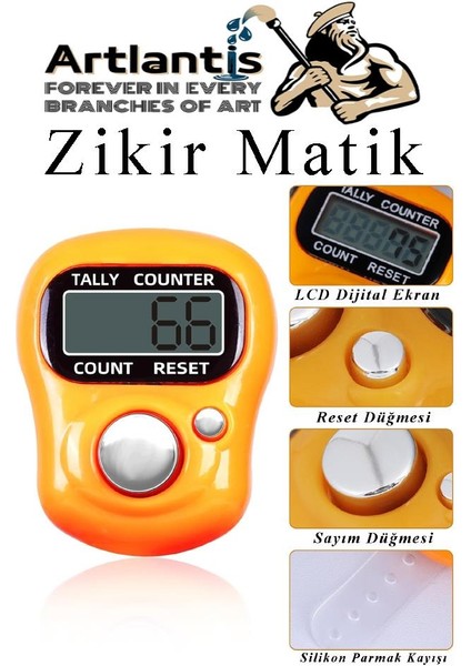 Zikirmatik 1 Adet Hediyelik Dua Tespihat Sayacı Tesbih Pilli LCD Ekranlı Parmak Yüzük Zikir Matik modelleri