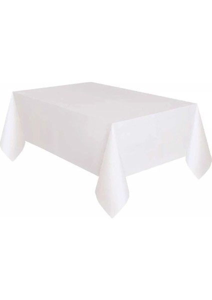 Beyaz Renk Kullan At 137X183 cm Doğum Günü Partisi Için Düz Tek Kullanımlık Plastik Masa Örtüsü