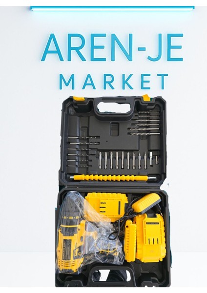 Aren-Je CD24 24V Şarjlı Matkap Vidalama Seti – 2 Bataryalı + Uç Takımı + Taşıma Çantalı