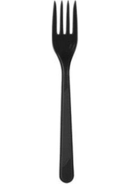 Plastik Çatal Siyah Çatal 25 Adet Kullan At Çatal
