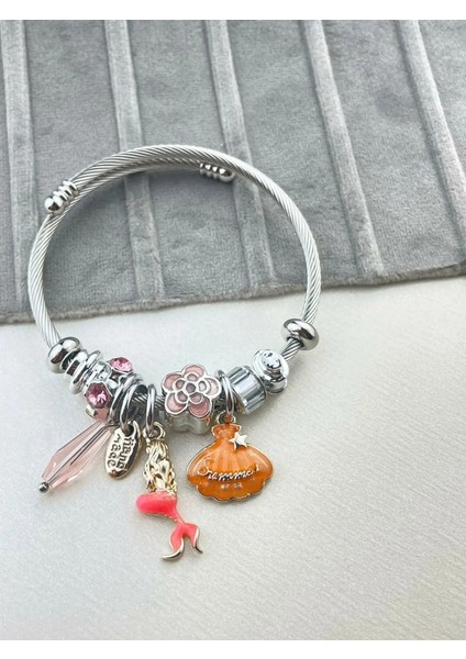 Deniz Kabuğu Pandora Charm Bileklik Çelik Silver | 316l Çelik - Kararmaz | Hediye Kadın